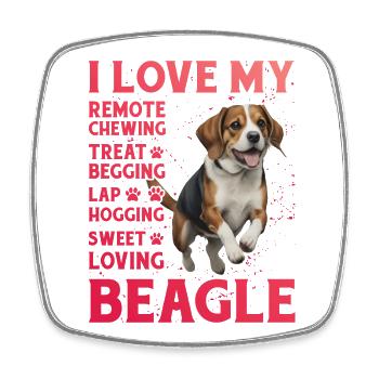I love my Beagle - Square fridge magnet - white - Front
