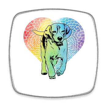 Beagle Dog Retro - Square fridge magnet - white - Front