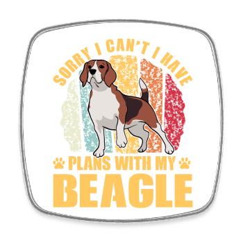 Désolé, je ne peux pas avoir de plans avec mon Beagle - Magnet carré - blanc - Devant