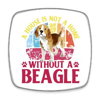 Une maison n’est pas une maison sans Beagle - Magnet carré - blanc - Devant