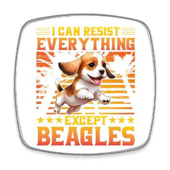 I can resist everything except Beagles - Viereckiger Kühlschrankmagnet - Weiß - Vorne