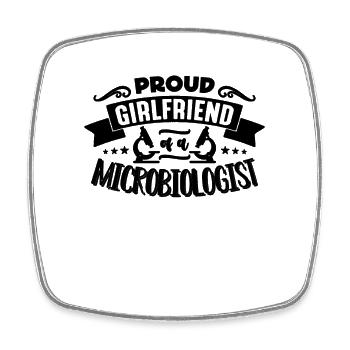 Proud Girlfriend Of A Biologist Microbiologists - Viereckiger Kühlschrankmagnet - Weiß - Vorne