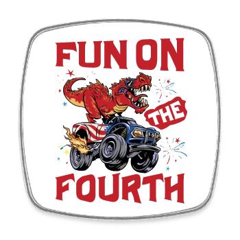 Fun on the fourth - Square fridge magnet - white - Front