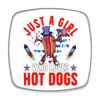 Just A Girl who loves Hot Dogs - Square fridge magnet - white - Front