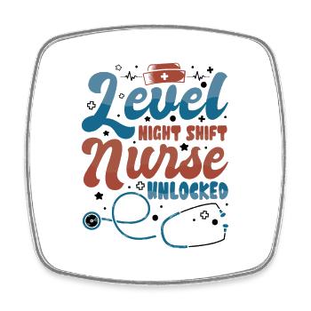 Level Night Shift Nurse Unlocked - Viereckiger Kühlschrankmagnet - Weiß - Vorne