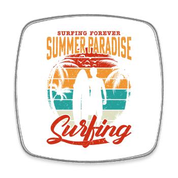 Surfant Shirt - Sommerparadies - Viereckiger Kühlschrankmagnet - Weiß - Vorne