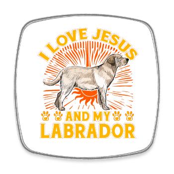 I love Jesus and my Labrador - Viereckiger Kühlschrankmagnet - Weiß - Vorne