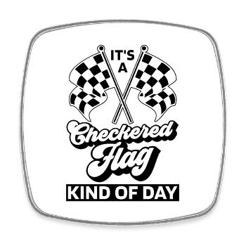 It's A Checkered Flag Kind Of Racetrack Kart Racer - Square fridge magnet - white - Front