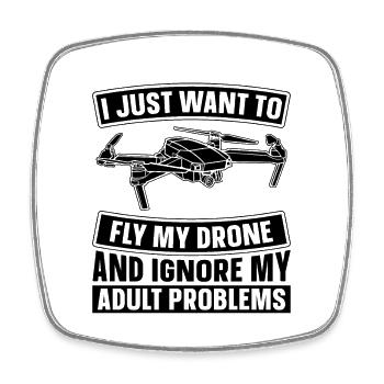 I Just Want To Fly My Remote Control Drone Racer - Viereckiger Kühlschrankmagnet - Weiß - Vorne