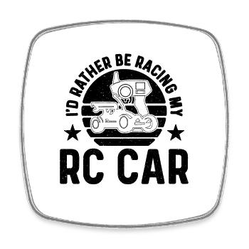 I'd Rather Be Racing My Retro Model Car RC Racer - Square fridge magnet - white - Front