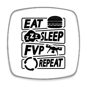 Eat Sleep Fpv Repeat Remote Control Drone Racer - Viereckiger Kühlschrankmagnet - Weiß - Vorne
