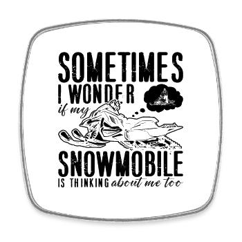 Sometimes I Wonder If Mountain Snowmobile Racer - Viereckiger Kühlschrankmagnet - Weiß - Vorne
