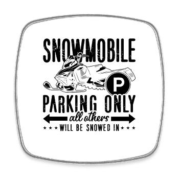 Snowmobile Parking Only Mountain Snowmobile Racer - Viereckiger Kühlschrankmagnet - Weiß - Vorne