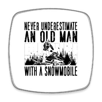 Never Underestimate Winter Sports Snowmobile Racer - Viereckiger Kühlschrankmagnet - Weiß - Vorne