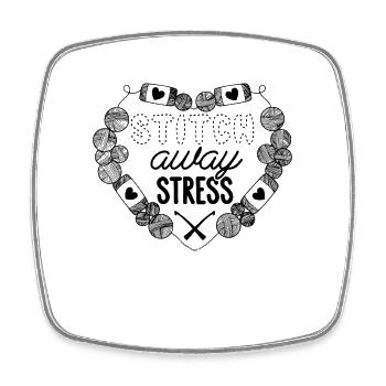 Stitch Away Stress Sewing Tricot Crochet Lover - Magnet carré - blanc - Devant