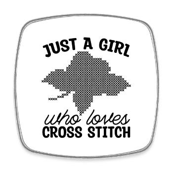 Just A Girl Who Loves Quilting Cross Stitch Lover - Square fridge magnet - white - Front