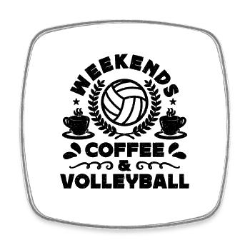 Weekends Coffee & Beach Holiday Volleyball Player - Square fridge magnet - white - Front
