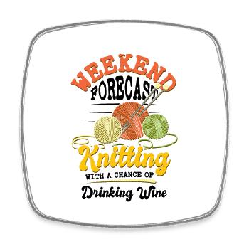 Knitting with a chance of drinking wine - Viereckiger Kühlschrankmagnet - Weiß - Vorne