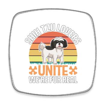 Les amoureux de Shih Tzu s’unissent, nous sommes pour de vrai - Magnet carré - blanc - Devant