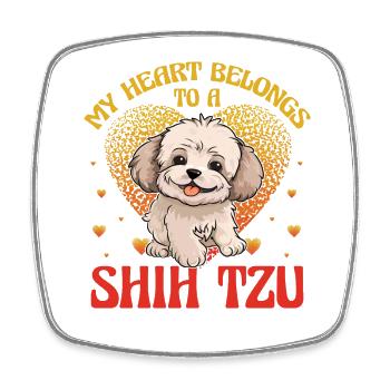 My Heart belongs to a Shih Tzu - Square fridge magnet - white - Front