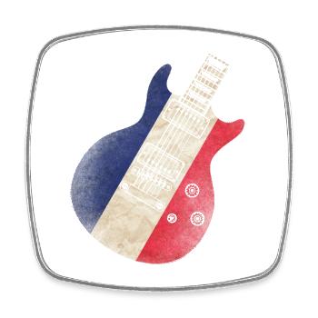 France Flag Guitare - Magnet carré - blanc - Devant