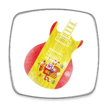 Spain Flag Guitar - Square fridge magnet - white - Front