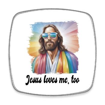 Jesus is proud too pride gay homosexuell Spruch - Viereckiger Kühlschrankmagnet - Weiß - Vorne