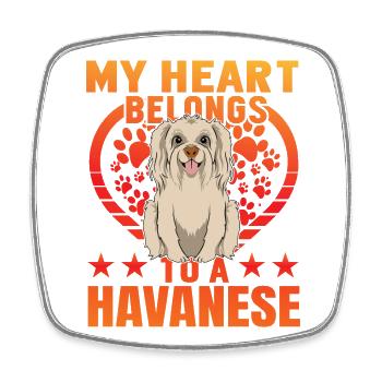Mon cœur appartient à un bichon havanais - Magnet carré - blanc - Devant