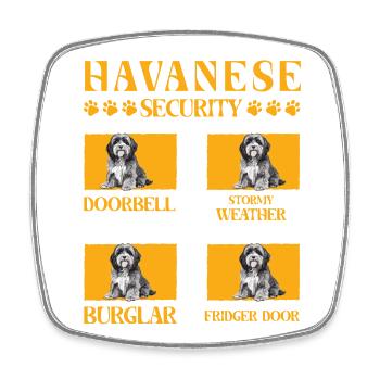 Sécurité du bichon havanais - Magnet carré - blanc - Devant