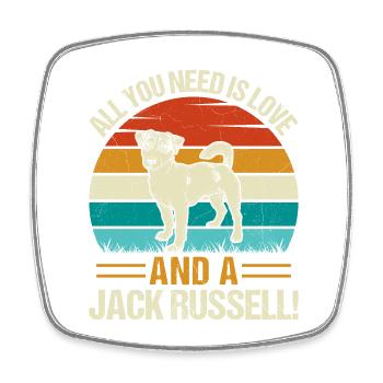 All you need is love and a Jack Russell - Viereckiger Kühlschrankmagnet - Weiß - Vorne
