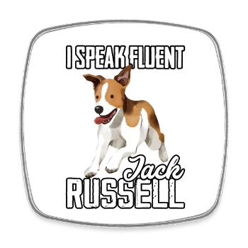 I speak fluent Jack Russell - Square fridge magnet - white - Front
