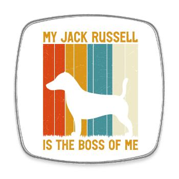 My Jack Russell is hte chief of me - Viereckiger Kühlschrankmagnet - Weiß - Vorne