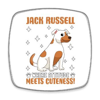 Jack Russellwhere attitude meets cuteness - Viereckiger Kühlschrankmagnet - Weiß - Vorne