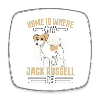 Home is where my Jack Russell is - Square fridge magnet - white - Front