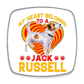 My Heart belongs to a Jack Russell - Square fridge magnet - white - Front