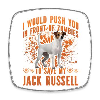 Je vous mettrais devant Zombies Jack Russell - Magnet carré - blanc - Devant