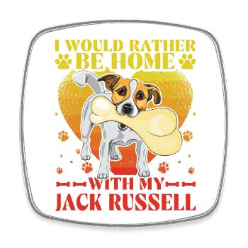 Je préfère être à la maison avec mon Jack Russell - Magnet carré - blanc - Devant