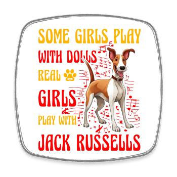 Jack Russell Girl - Viereckiger Kühlschrankmagnet - Weiß - Vorne