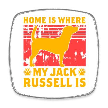 Home is where my Jack Russell is - Square fridge magnet - white - Front