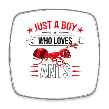 Just a boy who loves ants - Viereckiger Kühlschrankmagnet - Weiß - Vorne