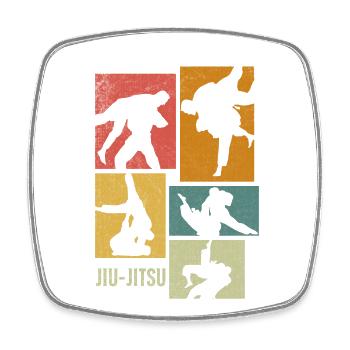 Brazilian Jiu-Jitsu Retro - Square fridge magnet - white - Front