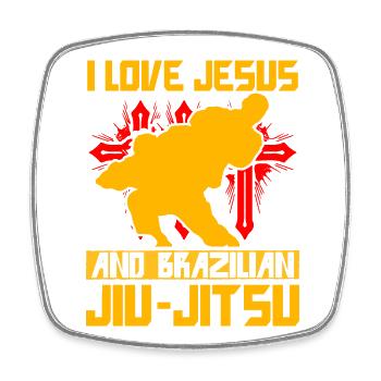 J’aime Jésus et le Jiu-Jitsu Brésilien - Magnet carré - blanc - Devant