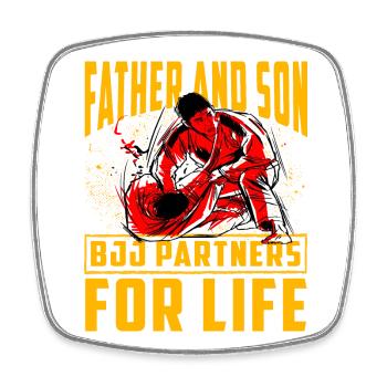 Père et fils BJJ partenaires pour la vie - Magnet carré - blanc - Devant