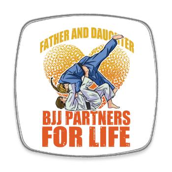 Père et fille BJJ Partenaires pour la vie - Magnet carré - blanc - Devant