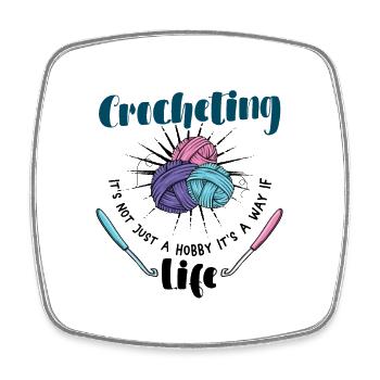 Crocheting it's not just a hobby - Viereckiger Kühlschrankmagnet - Weiß - Vorne