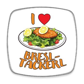 I Love Bresltackerl - dunkel - Viereckiger Kühlschrankmagnet - Weiß - Vorne
