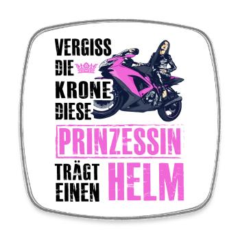 Vergiss die Krone diese Prinzessin trägt einen Hel - Viereckiger Kühlschrankmagnet - Weiß - Vorne