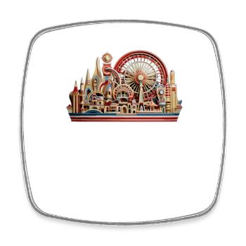 Amusement Park Fair, Fairground, Folk Festival - Square fridge magnet - white - Front