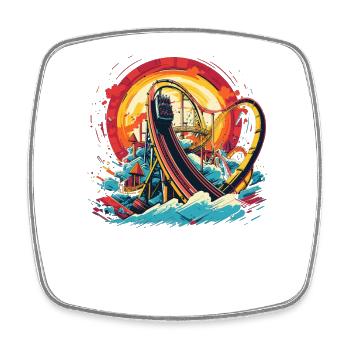 Amusement Park, Fair, Fairground, Funfair - Square fridge magnet - white - Front
