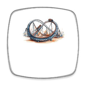 Amusement Park, Fair, Fairground, Funfair - Square fridge magnet - white - Front